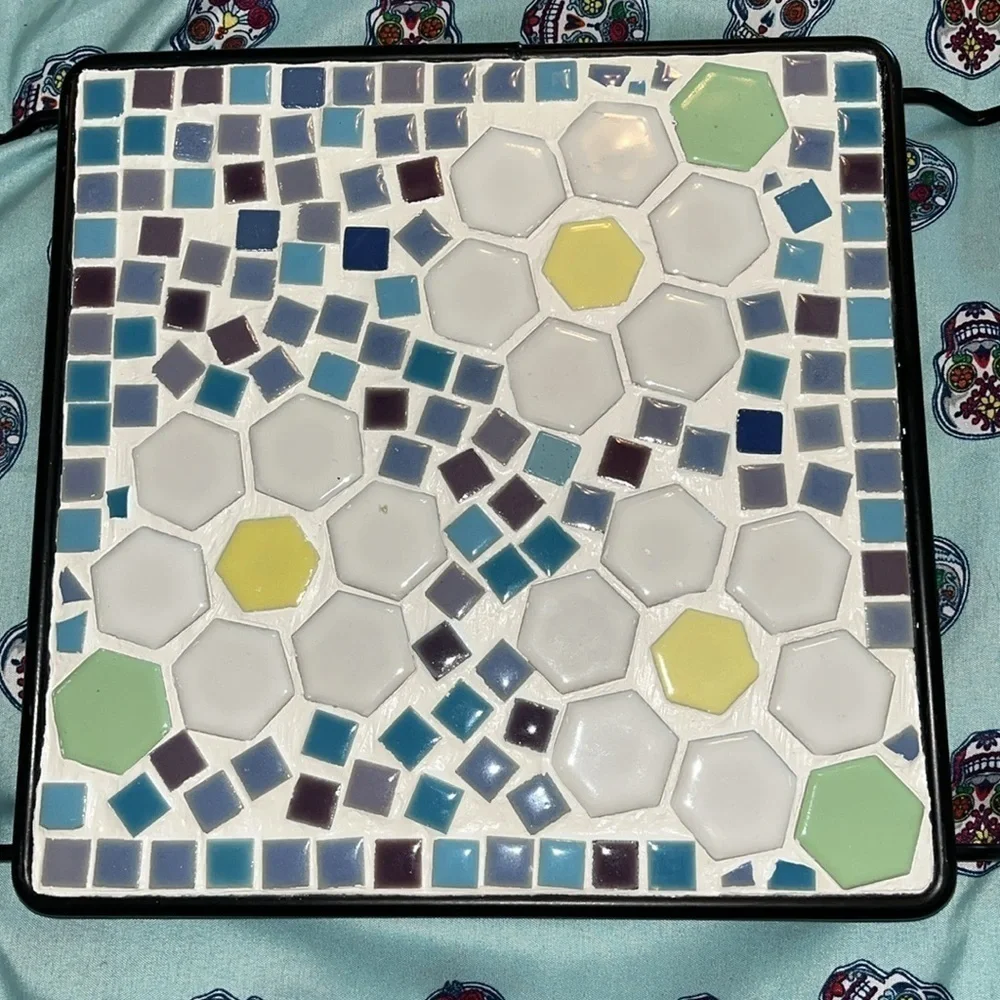 Vintage mosaic tile trivet 1950s hand crafted excellent vintage condition
